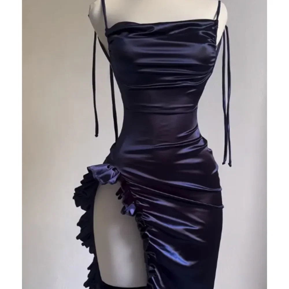 Egyptian Goddess Cosplay Y2K Lace-up Wrap Hip Pleated Dress Women Sexy Club Vintage Backless Bodycon Ruffles Slip Long Dresses