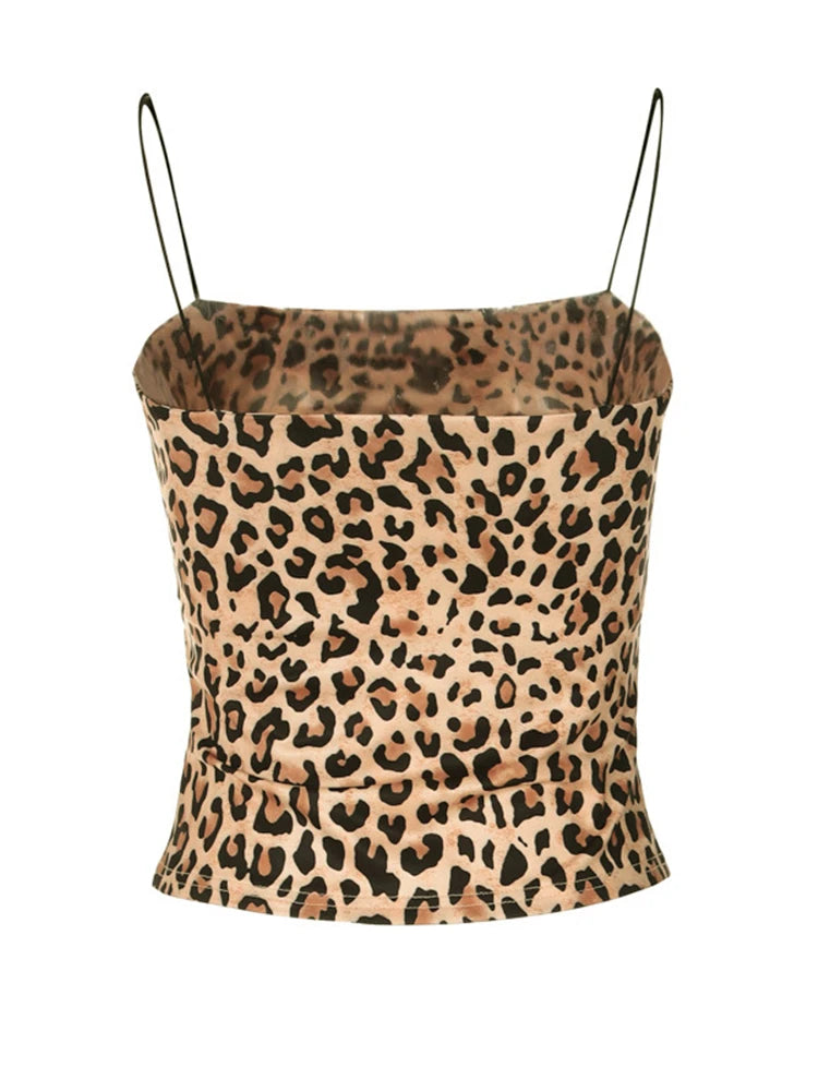 Sexy Camisole For Women Leopard Print Skinny Crop Top Female Party Nightclub Bodycon Sleeveless Camis Tank Tube Tops Y2K